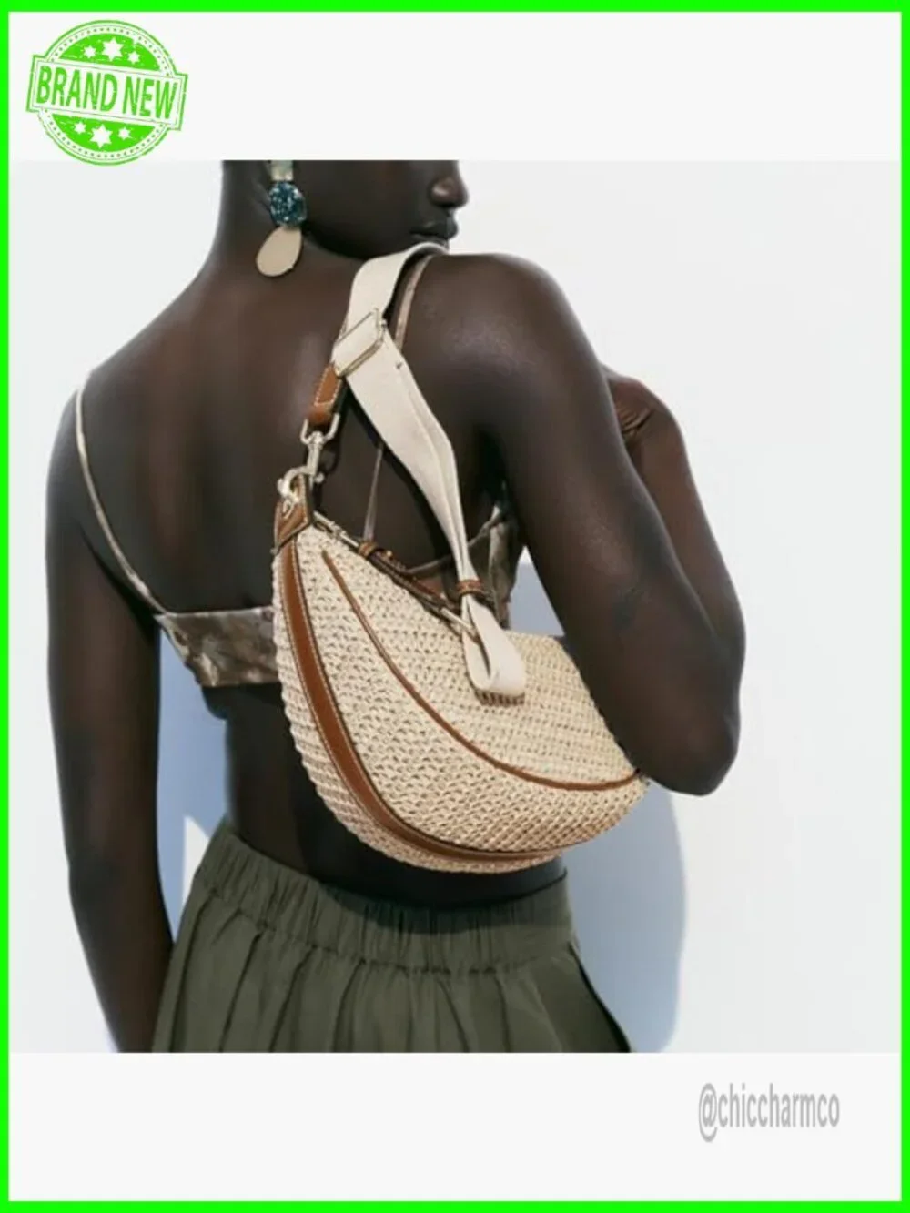 Straw Woven Crossbody Hobo Bag Adjustable Strap Summer Beach Purse